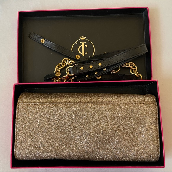 Juicy Couture Gold Glitter Purse Wallet Clutch - Picture 2 of 6